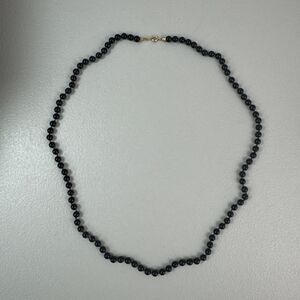 Trifari Black Bead Necklace 8mm Knotted 31 - 26 Inch Long